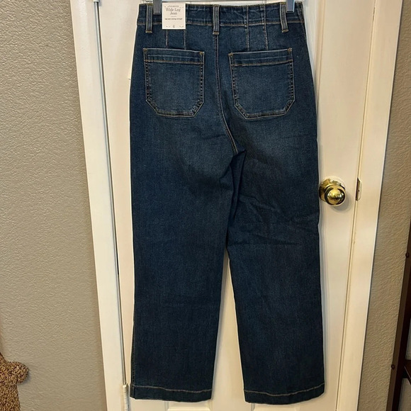 Talbots Women’s (4) Wide Leg Jeans High Waist Marina Wash Sailor Buttons NWT - Picture 2 of 8